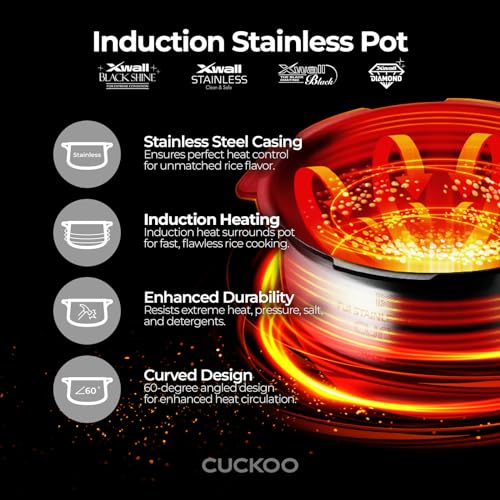Cuckoo طباخ الأرز كوكو عالي الضغط 3 أكواب غير مطبوخة / 6 أكواب مطبوخة بتقنية التسخين بالحث، صانع أرز صغير مع 16 خيار قائمة ولوحة بخار، دليل صوتي، ذهبي (CRP-EHSS0309F) - Image 4