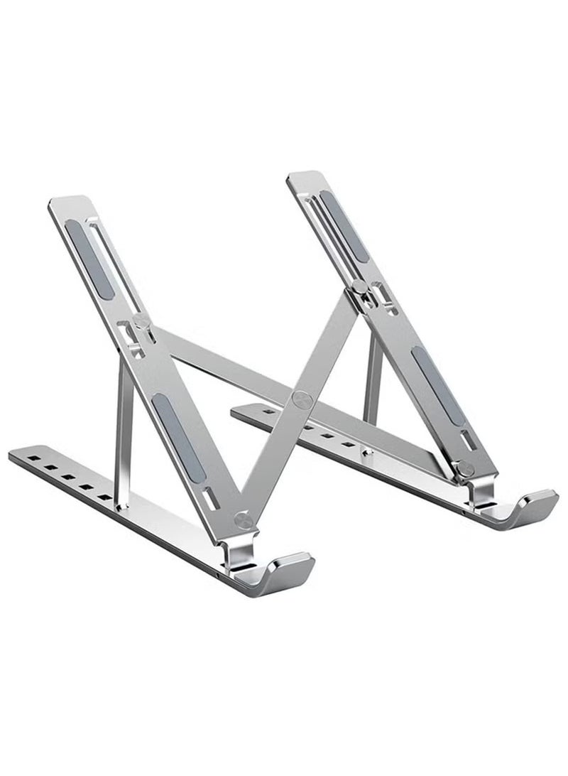 Laptop Stand with Large Anti-Slip Pad, Aluminum Alloy + Silicone Material, 7 Angle Adjustable Computer Stand - Foldable Laptop Stand, Ventilation and Heat Dissipation, Compatible with 10-15.6 Inch Laptops - Image 1