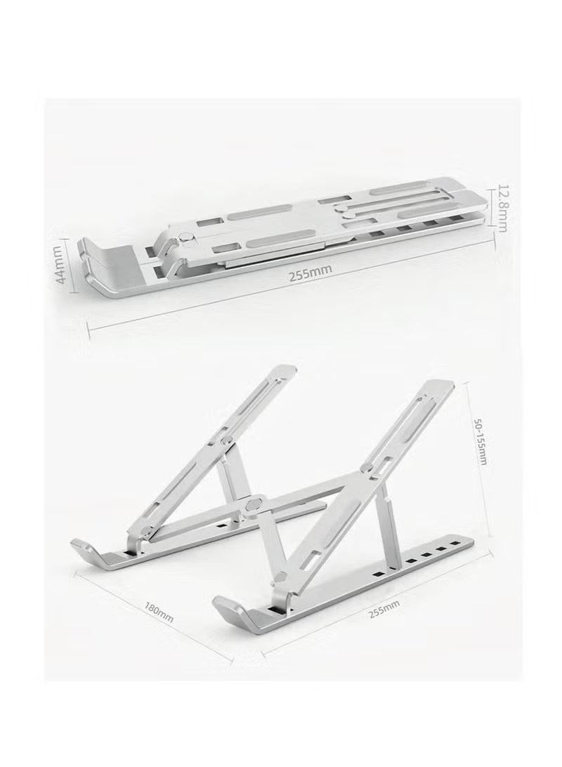 Laptop Stand with Large Anti-Slip Pad, Aluminum Alloy + Silicone Material, 7 Angle Adjustable Computer Stand - Foldable Laptop Stand, Ventilation and Heat Dissipation, Compatible with 10-15.6 Inch Laptops - Image 3