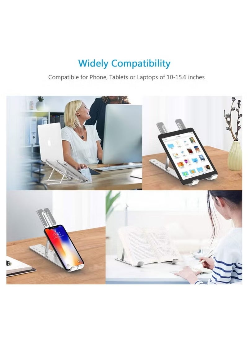 Laptop Stand with Large Anti-Slip Pad, Aluminum Alloy + Silicone Material, 7 Angle Adjustable Computer Stand - Foldable Laptop Stand, Ventilation and Heat Dissipation, Compatible with 10-15.6 Inch Laptops - Image 4