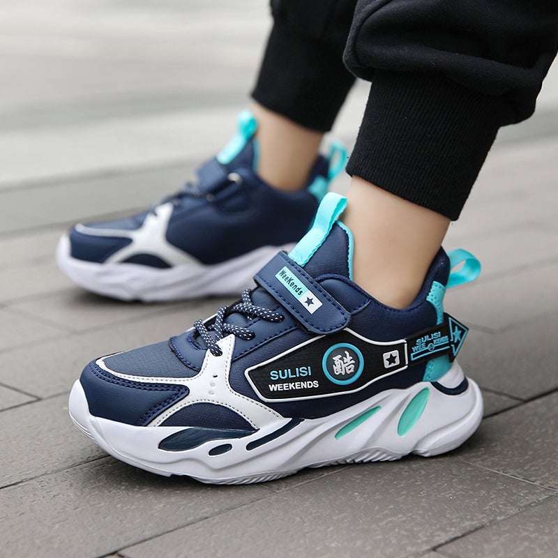 Boys' Shoes 2024 Spring & Fall New Leather-Covered Medium And Large Kidsren'S Mesh Shoes Kidsren'S Sports Shoes Single Mesh - Image 2