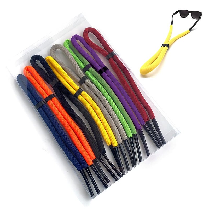 Decker Floating Sunglass Strap 8 Pcs Pack Glasses Float Adjustable Eyewear Retainer Safety outdoor Eyeglass Rope for Aquatic Sports surfing Sailboat Swimming Mix color