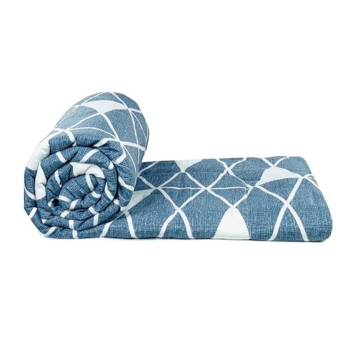 CHANDRAVATI 240 GSM Microfiber Reversible AC Comforter/Quilt/Duvets/Summer Blanket for Double Bed King Size [230x250 cm] (Blue-White Triangle) - Image 4