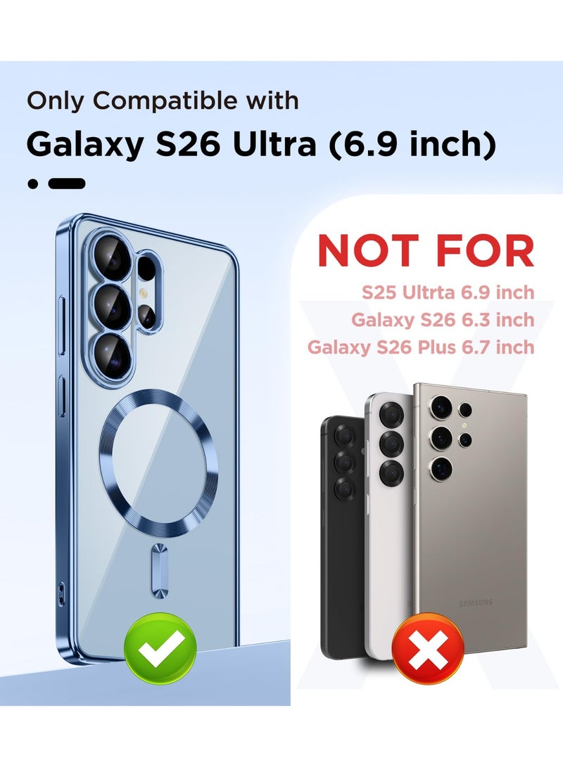 GolbinBox Magnetic Case for Samsung Galaxy S26 Ultra with Screen Protector,[Compatible with MagSafe][Full Camera Protection]Slim Military Shockproof Plating Phone Cover for Galaxy S26 Ultra(Blue/Clear) - Image 3