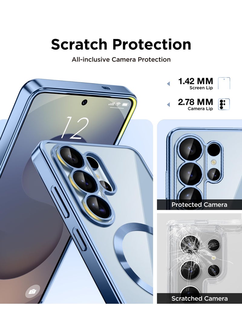GolbinBox Magnetic Case for Samsung Galaxy S26 Ultra with Screen Protector,[Compatible with MagSafe][Full Camera Protection]Slim Military Shockproof Plating Phone Cover for Galaxy S26 Ultra(Blue/Clear) - Image 4