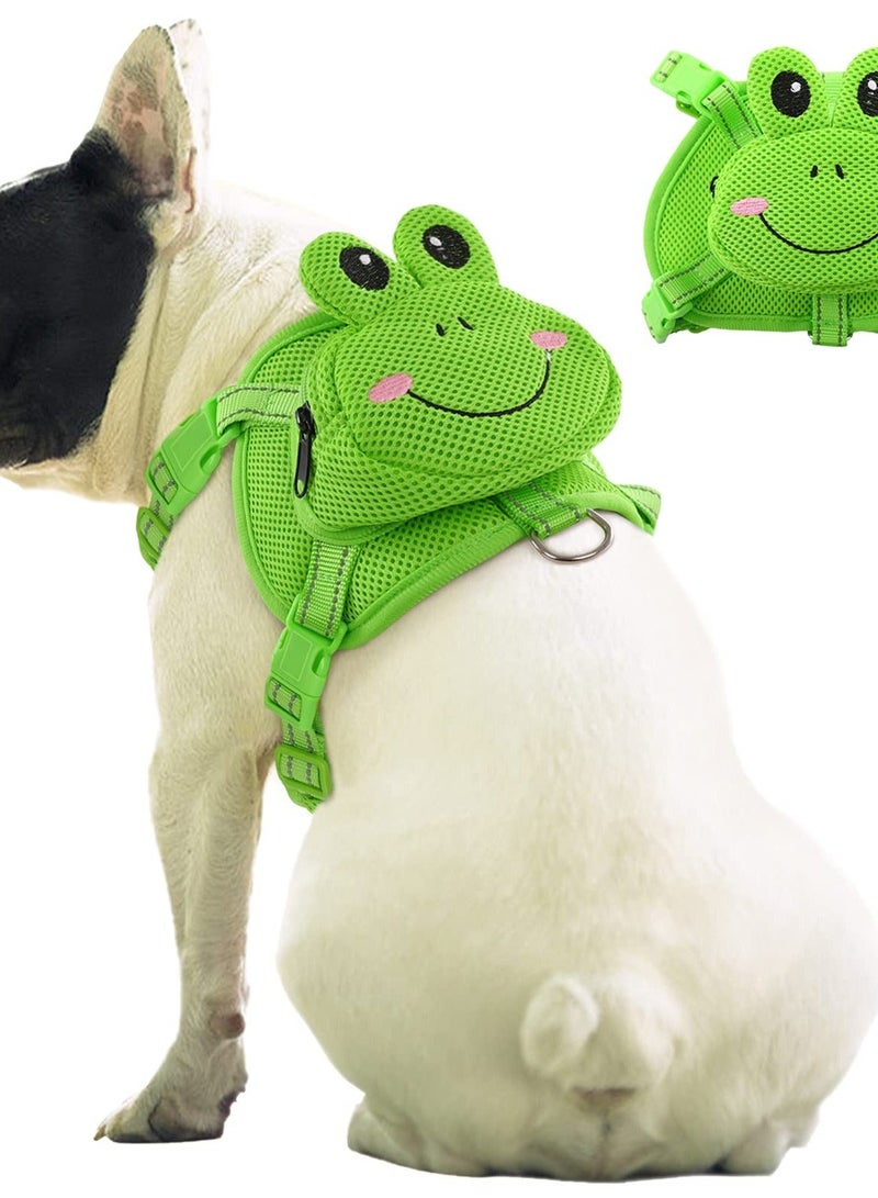 Y&D Frog Dog Backpack Harness, No-Pull Pet Harness Vest with Saddle Bag for Travel and Hiking. Adjustable Comfortable Mesh D-Ring Small to Medium Dogs. - Image 1