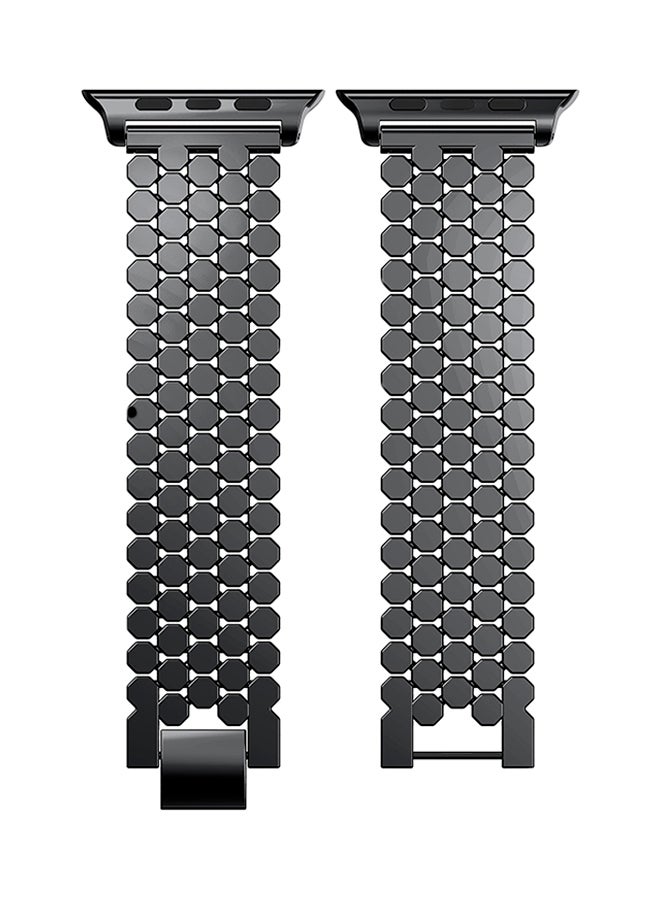 ISank Honeycomb Style Replacement Strap For Apple Watch Series 3/2/1 Black - Image 2