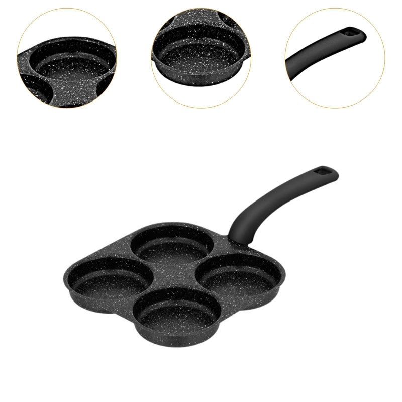 4 Cup Pancake Pan With Handle Multifunction Grill Frying Pan Nonstick Cooking Tool - Image 4