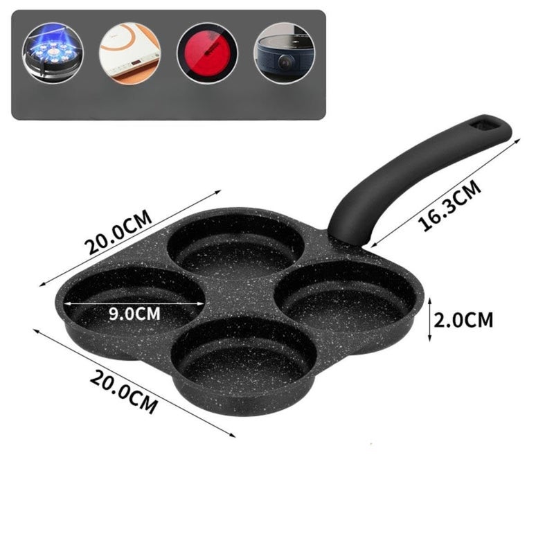 4 Cup Pancake Pan With Handle Multifunction Grill Frying Pan Nonstick Cooking Tool - Image 3