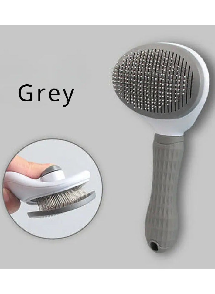 جلوسكي فرشاة القط ذات التنظيف الذاتي مع الأسنان المعدنية ، مشط إزالة شعر الحيوانات الأليفة بنقرة واحدة ، أداة تنظيف القطط والكلاب ، لطيف على الجلد ، مناسبة لأنواع معطف مختلفة - Image 1