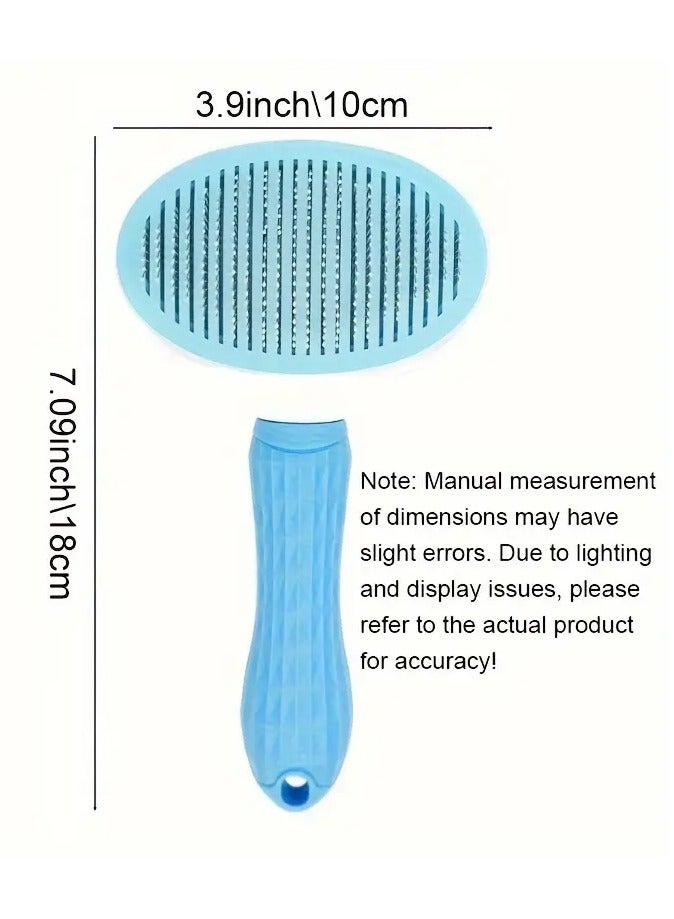 جلوسكي فرشاة القط ذات التنظيف الذاتي مع الأسنان المعدنية ، مشط إزالة شعر الحيوانات الأليفة بنقرة واحدة ، أداة تنظيف القطط والكلاب ، لطيف على الجلد ، مناسبة لأنواع معطف مختلفة - Image 2