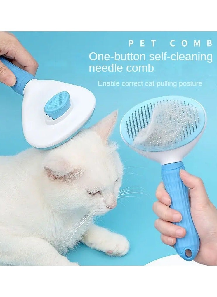 جلوسكي فرشاة القط ذات التنظيف الذاتي مع الأسنان المعدنية ، مشط إزالة شعر الحيوانات الأليفة بنقرة واحدة ، أداة تنظيف القطط والكلاب ، لطيف على الجلد ، مناسبة لأنواع معطف مختلفة - Image 3