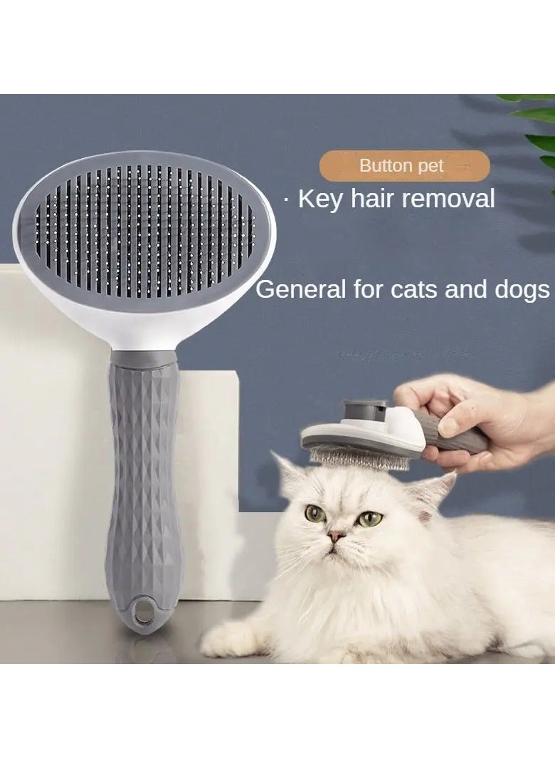 جلوسكي فرشاة القط ذات التنظيف الذاتي مع الأسنان المعدنية ، مشط إزالة شعر الحيوانات الأليفة بنقرة واحدة ، أداة تنظيف القطط والكلاب ، لطيف على الجلد ، مناسبة لأنواع معطف مختلفة - Image 4