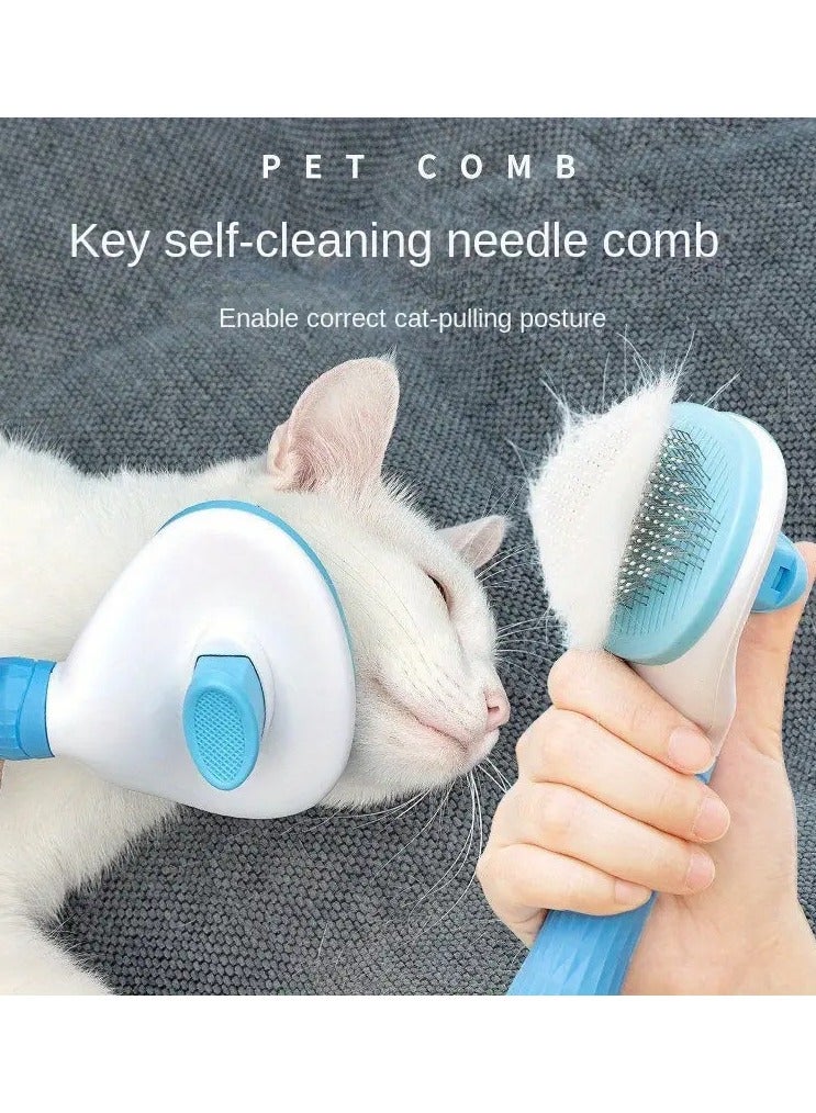 جلوسكي فرشاة القط ذات التنظيف الذاتي مع الأسنان المعدنية ، مشط إزالة شعر الحيوانات الأليفة بنقرة واحدة ، أداة تنظيف القطط والكلاب ، لطيف على الجلد ، مناسبة لأنواع معطف مختلفة - Image 5