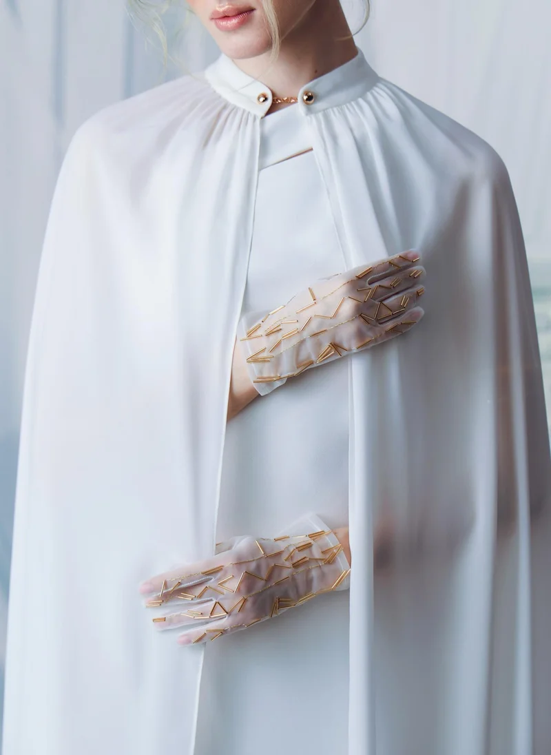 Lichi Semi-transparent gloves with golden decorations