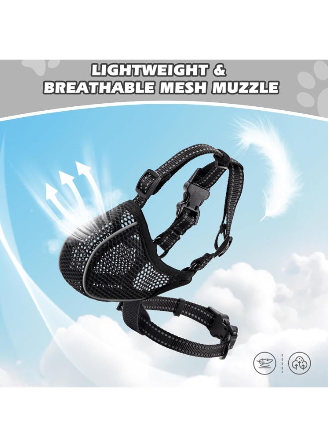 general Dog Muzzle,Mesh Soft Muzzle for Small Medium Large Sized Dogs, Breathable Reflective Adjustable Puppy Muzzles with Collar for Scavenging Grooming Biting Chewing,Allows Panting and Drinking - Image 5