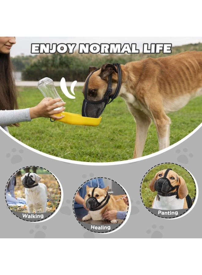 general Dog Muzzle,Mesh Soft Muzzle for Small Medium Large Sized Dogs, Breathable Reflective Adjustable Puppy Muzzles with Collar for Scavenging Grooming Biting Chewing,Allows Panting and Drinking - Image 4