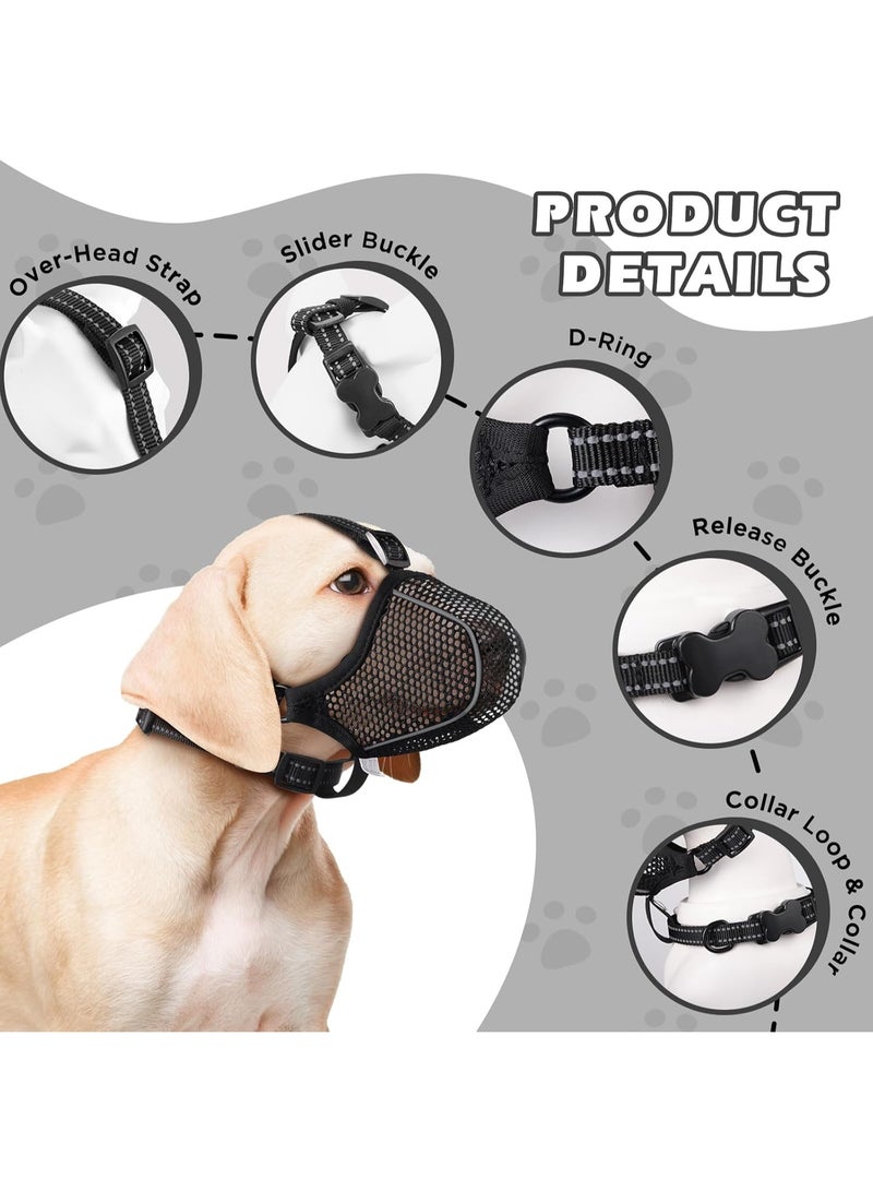 general Dog Muzzle,Mesh Soft Muzzle for Small Medium Large Sized Dogs, Breathable Reflective Adjustable Puppy Muzzles with Collar for Scavenging Grooming Biting Chewing,Allows Panting and Drinking - Image 2