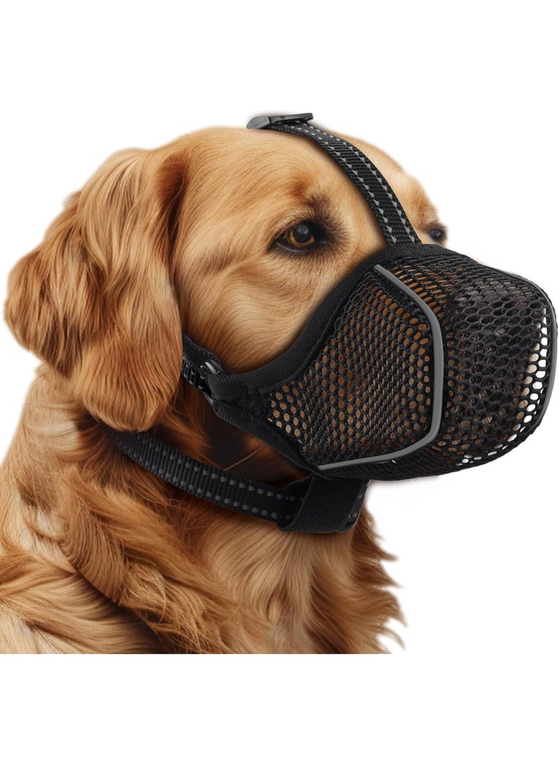general Dog Muzzle,Mesh Soft Muzzle for Small Medium Large Sized Dogs, Breathable Reflective Adjustable Puppy Muzzles with Collar for Scavenging Grooming Biting Chewing,Allows Panting and Drinking - Image 1