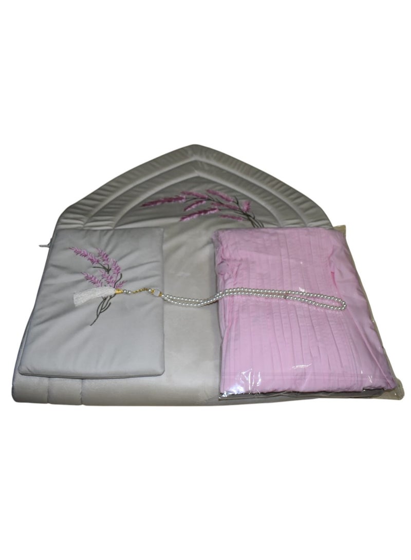 Foam Prayer Mat Embroidered With Quran Cover, Prayer Dress And Tasbih For Women Multicolor  - Image 3