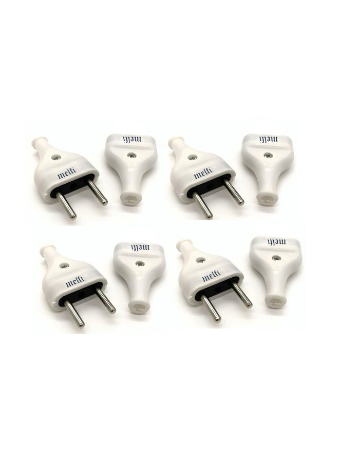 melfi 10A Bipolar White Plug – Eu Round Two Pin Plug Of Male & Female Plug Socket. Reliable, Safe, and Efficient Electrical Connection with Modern Design 4 Pair - Image 1