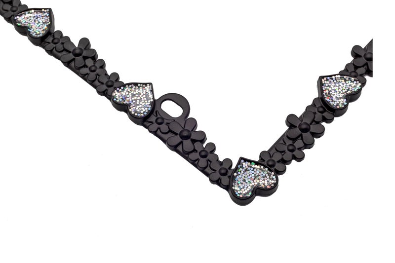 Creathome 3D Shining Daisy Heart License Plate Frame from Pure Zinc Alloy Metal Perfect Plate Holder, Matt Black with Silver Glitter Luminously Heart - Image 5