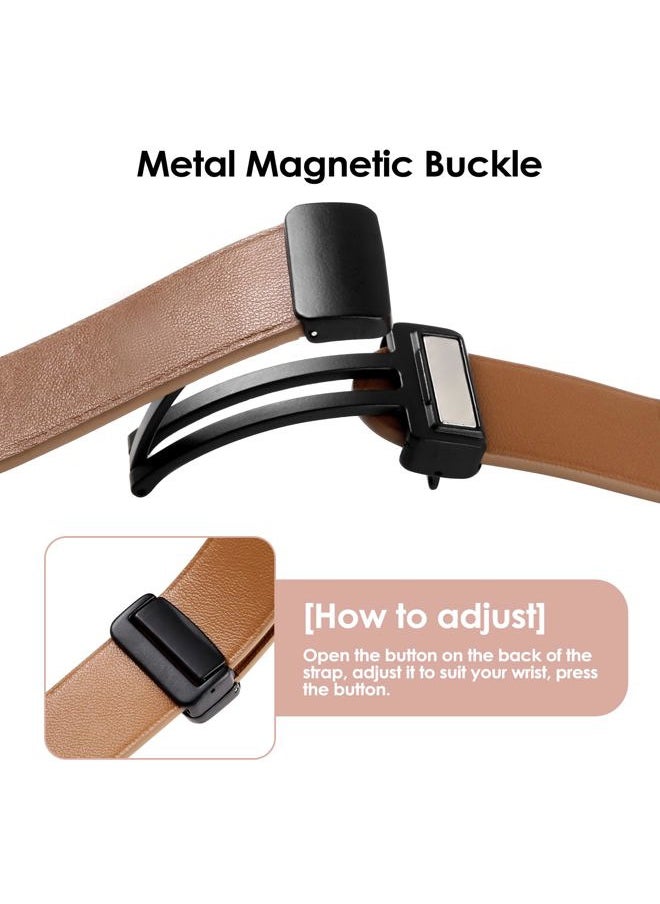 KONAFEI - Leather Bands Compatible with Apple Watch 38mm 40mm 41mm 42mm 44mm 46mm 45mm 49mm, Magnetic Buckle Lace Beaded Handmade Strap for Women iWatch Ultra SE Series 10 9 8 7 6 5 4 3 2 1 - Image 1