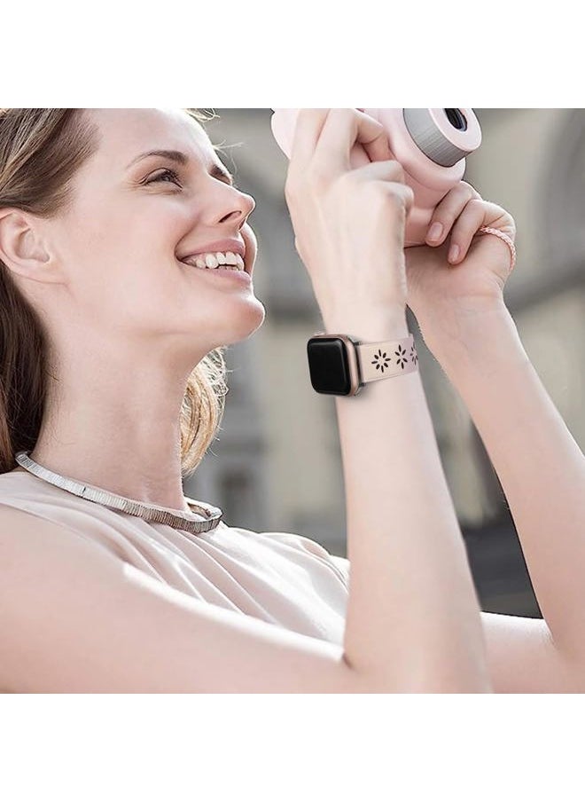 KONAFEI - Leather Bands Compatible with Apple Watch 38mm 40mm 41mm 42mm 44mm 46mm 45mm 49mm, Magnetic Buckle Lace Beaded Handmade Strap for Women iWatch Ultra SE Series 10 9 8 7 6 5 4 3 2 1 - Image 1