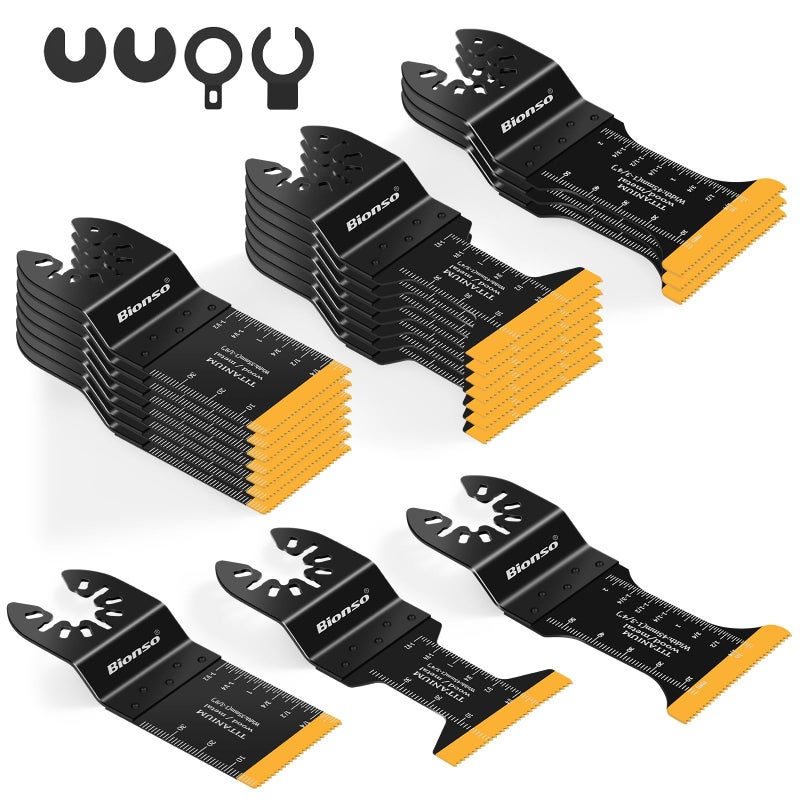 Bionso 20PCS Titanium Oscillating Tool Blade Cuts Metal and Wood, Sharp and Durable Multitool Blades, Multi Tool Blades Kits, Oscillating Saw Blades Fit Dewalt Milwaukee Ryobi Makita - Image 1