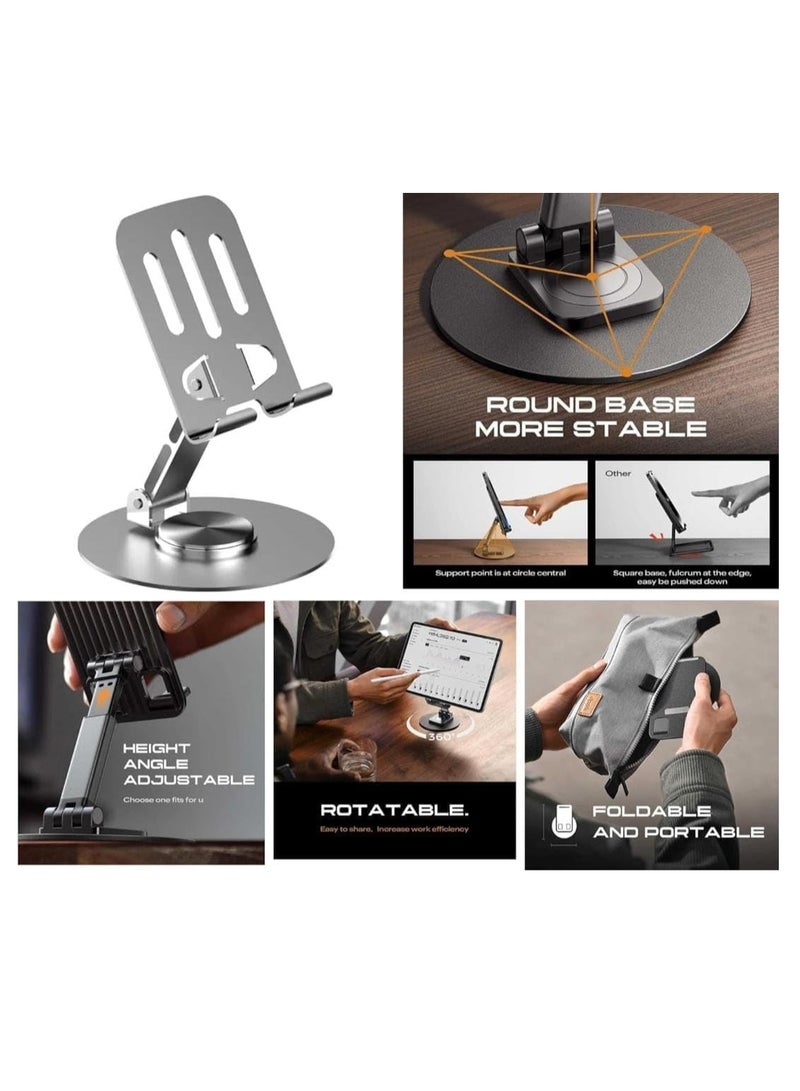 360°Rotating Phone Holder for Desk, Portable & Foldable Cell Phone Stand for Office & Kitchen, Adjustable Tablet Stand for All Mobile Phones, iPhone, iPad - Image 2