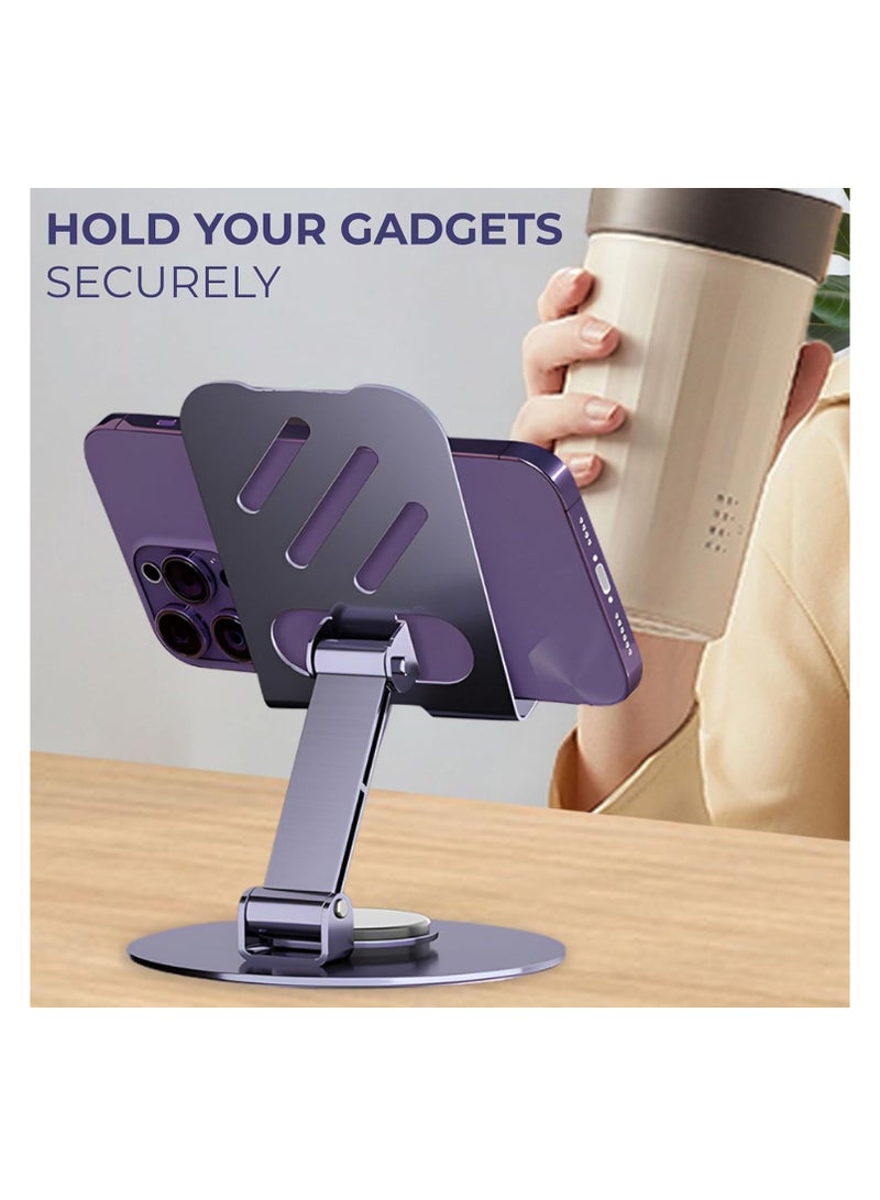 360°Rotating Phone Holder for Desk, Portable & Foldable Cell Phone Stand for Office & Kitchen, Adjustable Tablet Stand for All Mobile Phones, iPhone, iPad - Image 4
