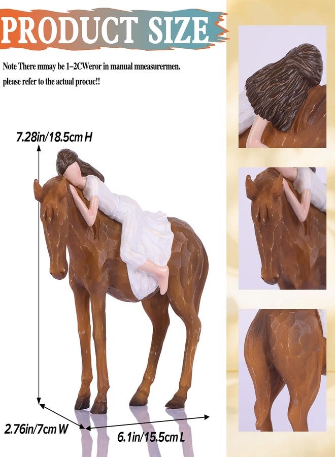XIAOMAGG Horse Gifts for Girls Women - Girl Embracing Horses Figurine,Farmhouse Shelf Bedroom Decor, Desk Statue & Equestrian Gifts,Gift for Horse Lovers (Horse Girls) - Image 3