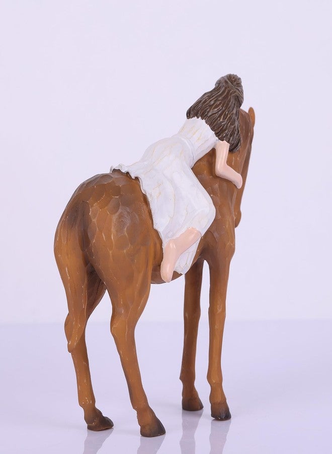 XIAOMAGG Horse Gifts for Girls Women - Girl Embracing Horses Figurine,Farmhouse Shelf Bedroom Decor, Desk Statue & Equestrian Gifts,Gift for Horse Lovers (Horse Girls) - Image 4