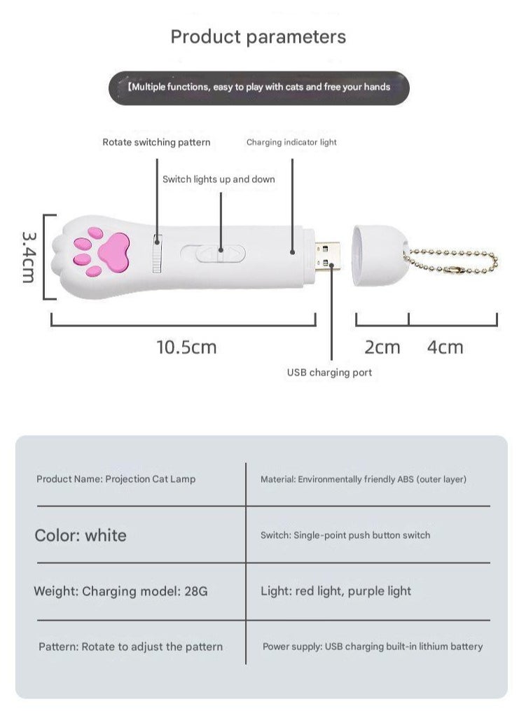 2 In 1 Multifunctional Cat Interactive Laser Toy With UV Light