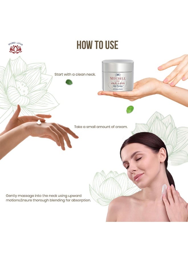 MITCHELL USA Anti-aging Neck Therapy Cream | Reduces Fine Lines & Rejuvenates the skin around Neck | Lotus Seed Extract & Cocoa Butter | For Women & Men | For All Skin Types | 50gm - Image 3