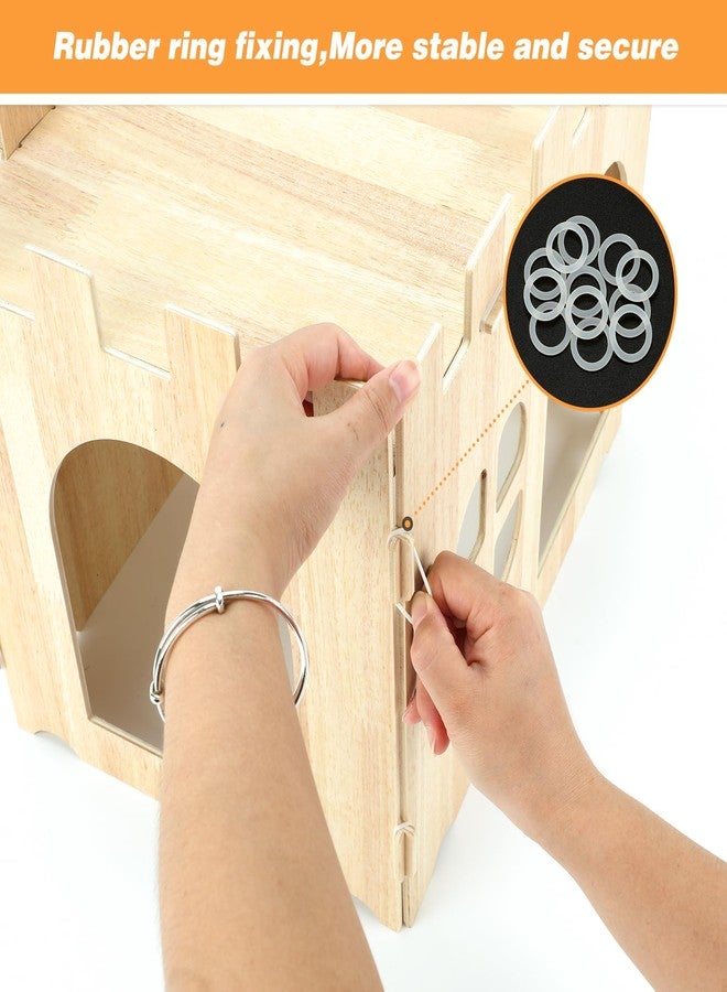 BWOGUE Large Wooden Rabbit House and Hideouts Bunny Castle Detachable Small Animal Play Hideaway Rabbit Hideout Cage Accessories for Indoor Adult Rabbit Guinea Pig Chinchilla Habitat - Image 3