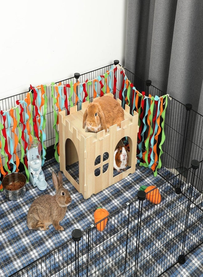 BWOGUE Large Wooden Rabbit House and Hideouts Bunny Castle Detachable Small Animal Play Hideaway Rabbit Hideout Cage Accessories for Indoor Adult Rabbit Guinea Pig Chinchilla Habitat - Image 5