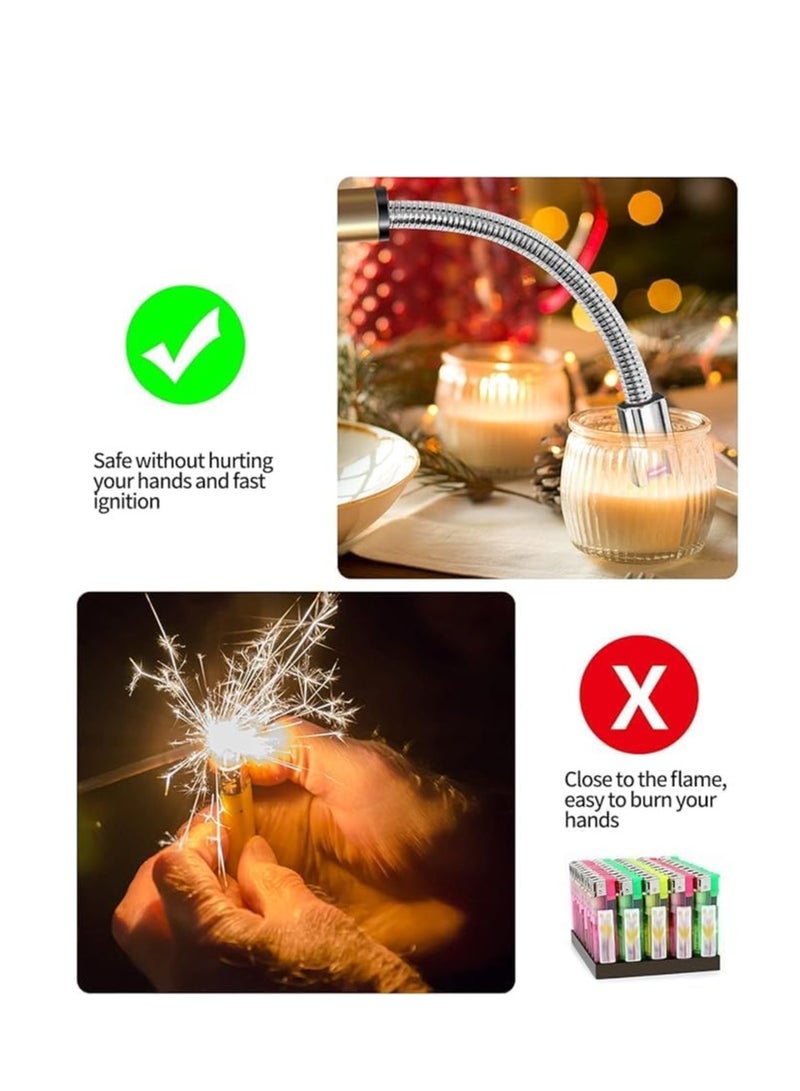 ولاعة كهربائية USB نوع سي قابلة لاعادة الشحن، ولاعة بلازما قوس بدون لهب، ولاعة طويلة مع شاشة LED ذكية للبطارية مثالية للتخييم والطبخ والاستخدام المنزلي  ذهبي وردي - Image 4