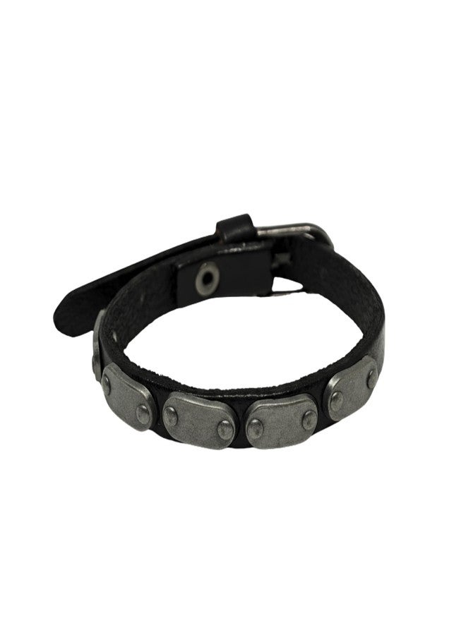 THE MEN THING ذا مين ثينج بلاك بولت - سوار جلدي أسود أصلي قابل للتعديل للرجال والأولاد (9.5 بوصة) - Image 1