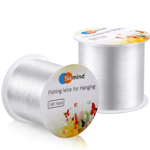 Sumind 2 Rolls Fishing Line Clear Nylon Fish String Cord Crystal Nylon Thread Fishing Line Wire for Craft Bracelet Beads, 0.3 Mm, Total 360 Yards/ 1080ft, No Elasticity - Image 1