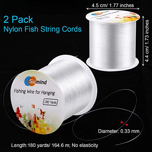 Sumind 2 Rolls Fishing Line Clear Nylon Fish String Cord Crystal Nylon Thread Fishing Line Wire for Craft Bracelet Beads, 0.3 Mm, Total 360 Yards/ 1080ft, No Elasticity - Image 2