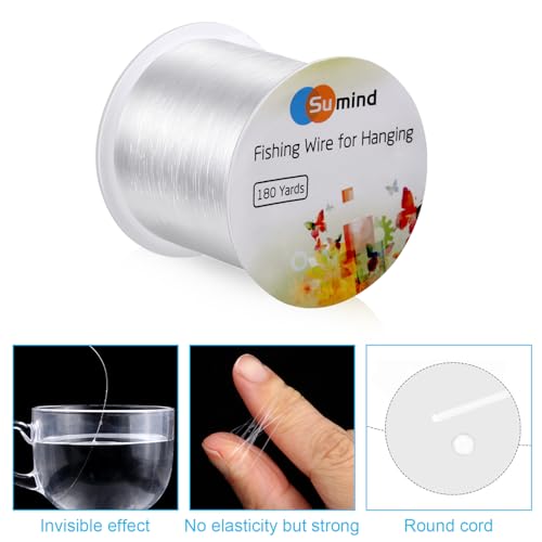 Sumind 2 Rolls Fishing Line Clear Nylon Fish String Cord Crystal Nylon Thread Fishing Line Wire for Craft Bracelet Beads, 0.3 Mm, Total 360 Yards/ 1080ft, No Elasticity - Image 3
