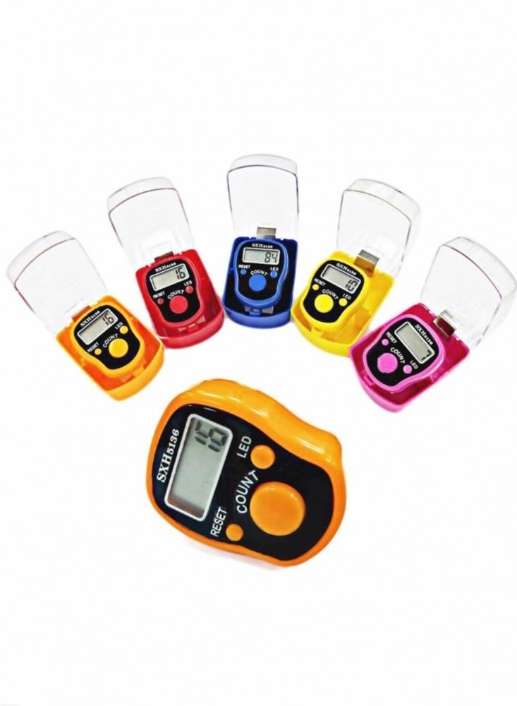 5-Piece Digital Electronic Finger Tally Counter Multicolour