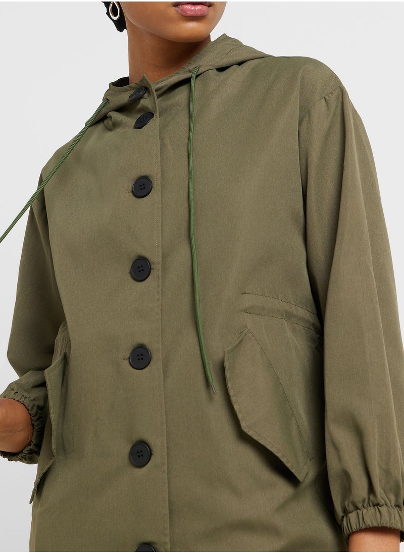 Khizana - Hooded Trench Coat - Image 1