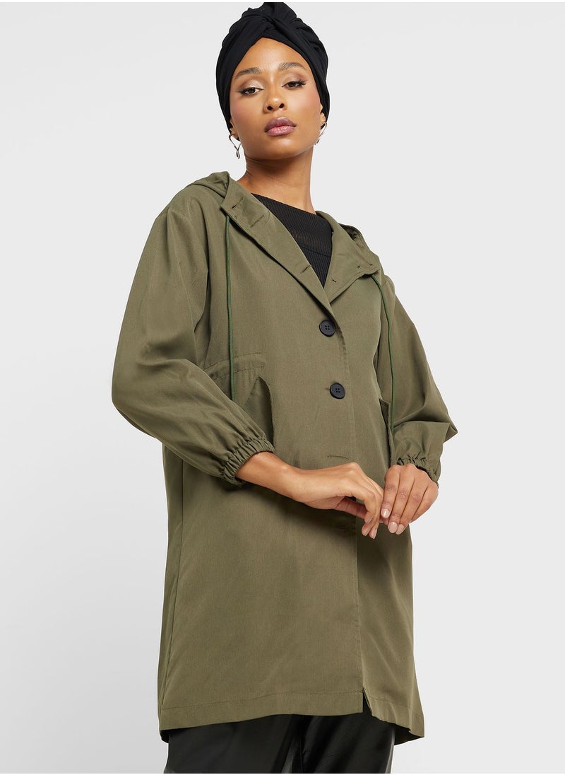 Khizana - Hooded Trench Coat - Image 1