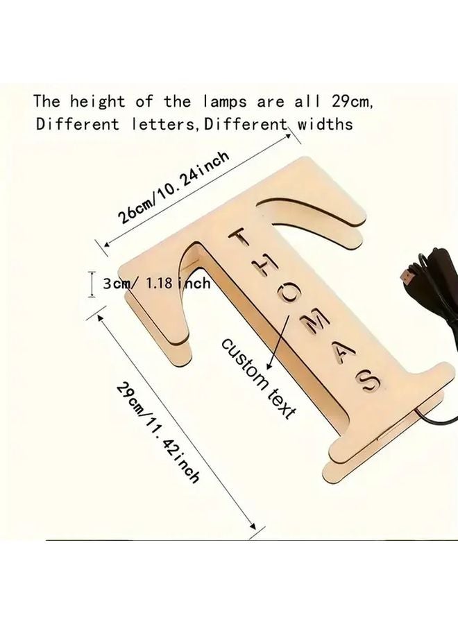 Model X Custom Engraved LED Letter Night Light Personalized Wooden Table Lamp USB Powered - Image 3