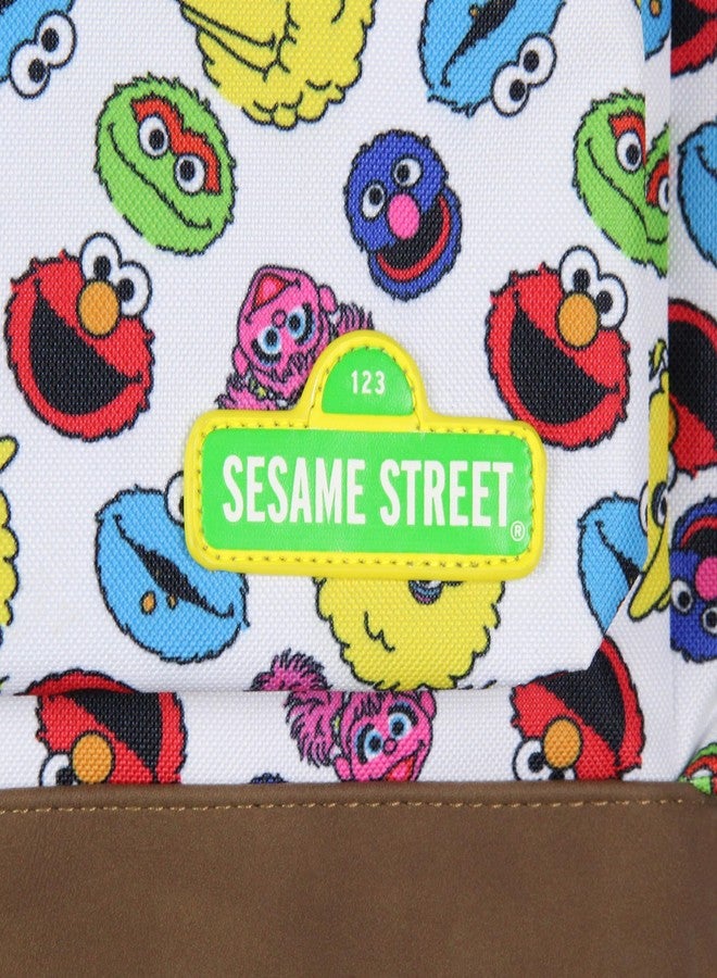 حقيبة ظهر مدرسية للسفر من إنتيمو، مزينة برسومات وجوه متناثرة من شارع سمسم، إلمو، بيغ بيرد، كوكي مونستر، للاستخدام اليومي - Image 3