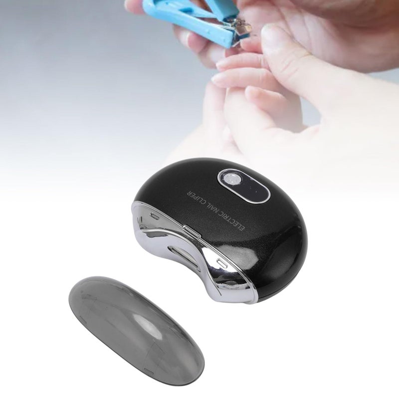 مقلمة أظافر كهربائية قابلة للشحن عبر USB مع ضوء LED و3 سرعات للأطفال والكبار باللون الأبيض - Image 4