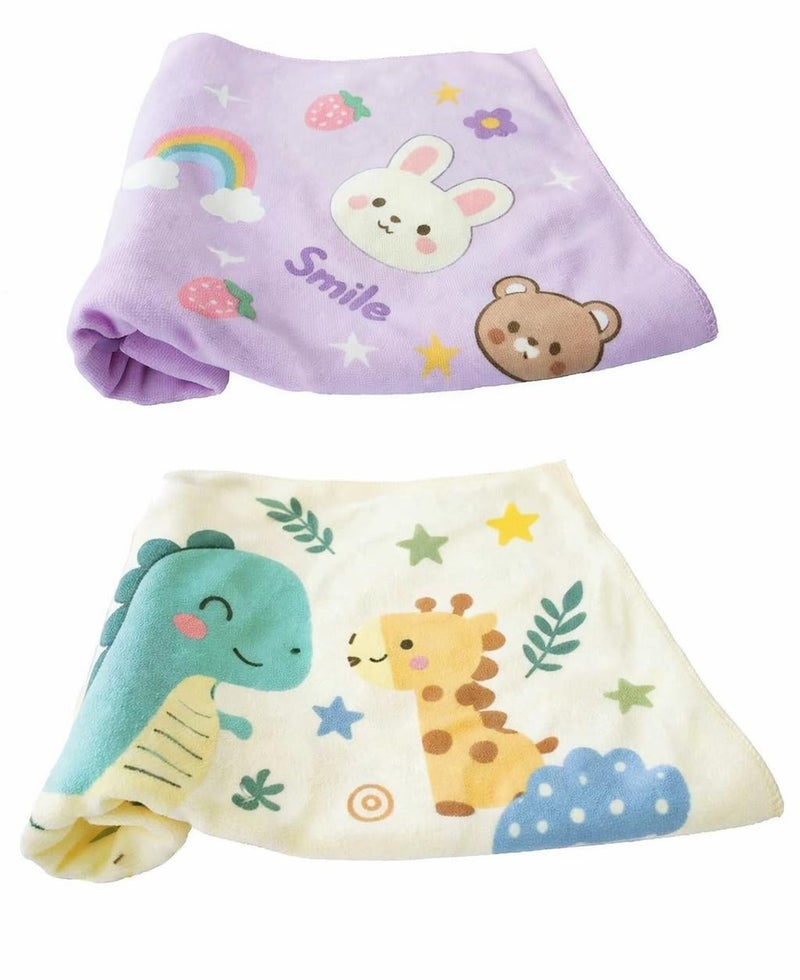 TERI BERI 100% Soft Cotton Baby Bath Towel for Infants/New Born/Babies (0-12 Months) (Pack of 2) (Colours & Prints Vary), Multi - Image 1