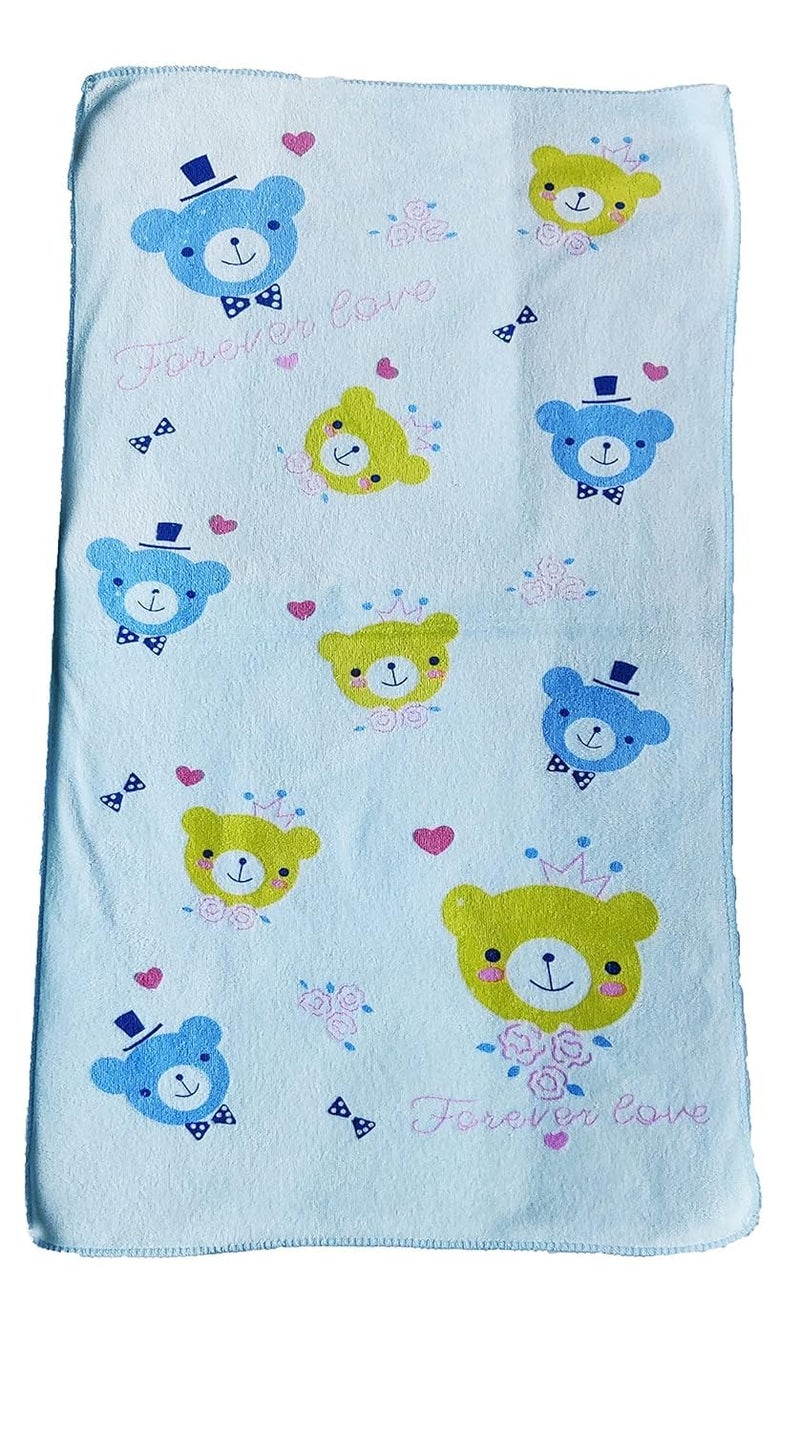 TERI BERI 100% Soft Cotton Baby Bath Towel for Infants/New Born/Babies (0-12 Months) (Pack of 2) (Colours & Prints Vary), Multi - Image 2